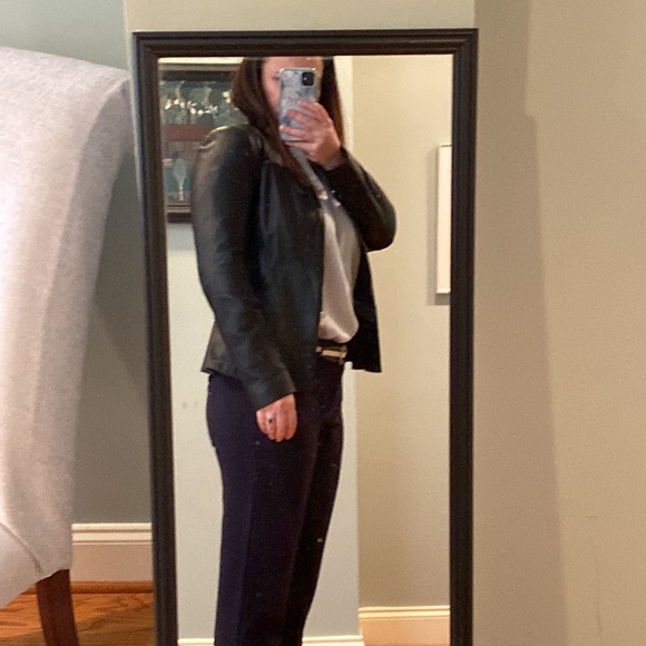 Zara Beautiful Black Zip Up Leather Jacket size Large, excellent condition - Picture 4 of 9